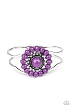 Load image into Gallery viewer, Paparazzi Posy Pop - Purple - Silver Studs - Silver Hinged Bracelet - $5 Jewelry with Ashley Swint