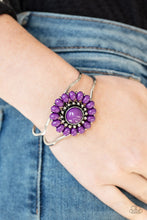 Load image into Gallery viewer, Paparazzi Posy Pop - Purple - Silver Studs - Silver Hinged Bracelet - $5 Jewelry with Ashley Swint