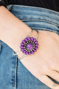 Paparazzi Posy Pop - Purple - Silver Studs - Silver Hinged Bracelet - $5 Jewelry with Ashley Swint