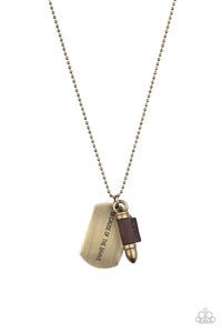 Paparazzi Proud Patriot - Brass - Bullet Pendant - Dog Tags - "Because of the Brave" Necklace - $5 Jewelry with Ashley Swint