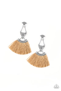 Paparazzi Puma Prowl - Brown - Thread / Fringe / Tassel - Silver Earrings - $5 Jewelry With Ashley Swint