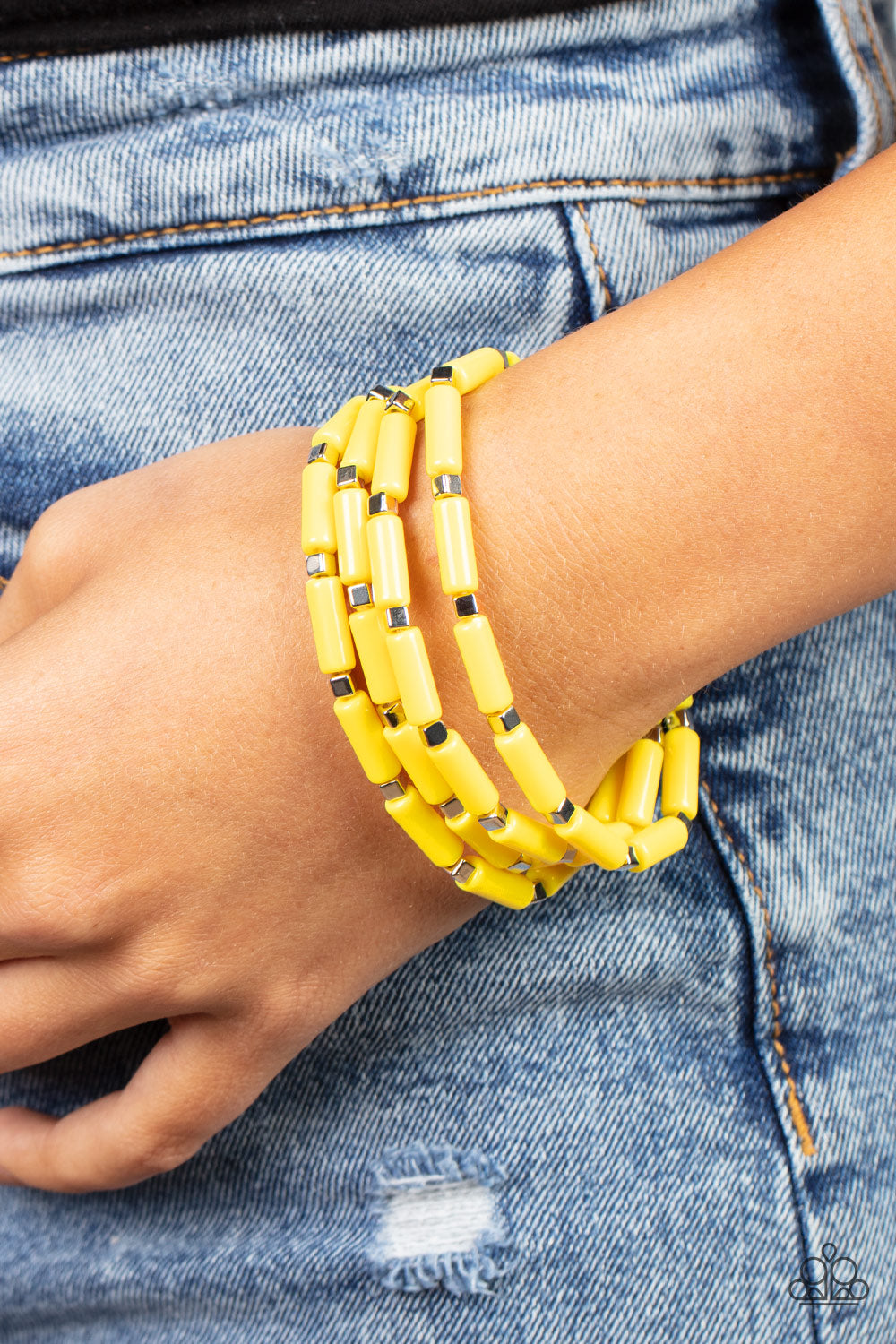 PRE-ORDER - Paparazzi Radiantly Retro - Yellow - Bracelet - $5 Jewelry with Ashley Swint