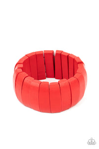 PRE-ORDER - Paparazzi Raise The BARBADOS - Red - Wooden Stretchy Bracelet - $5 Jewelry with Ashley Swint