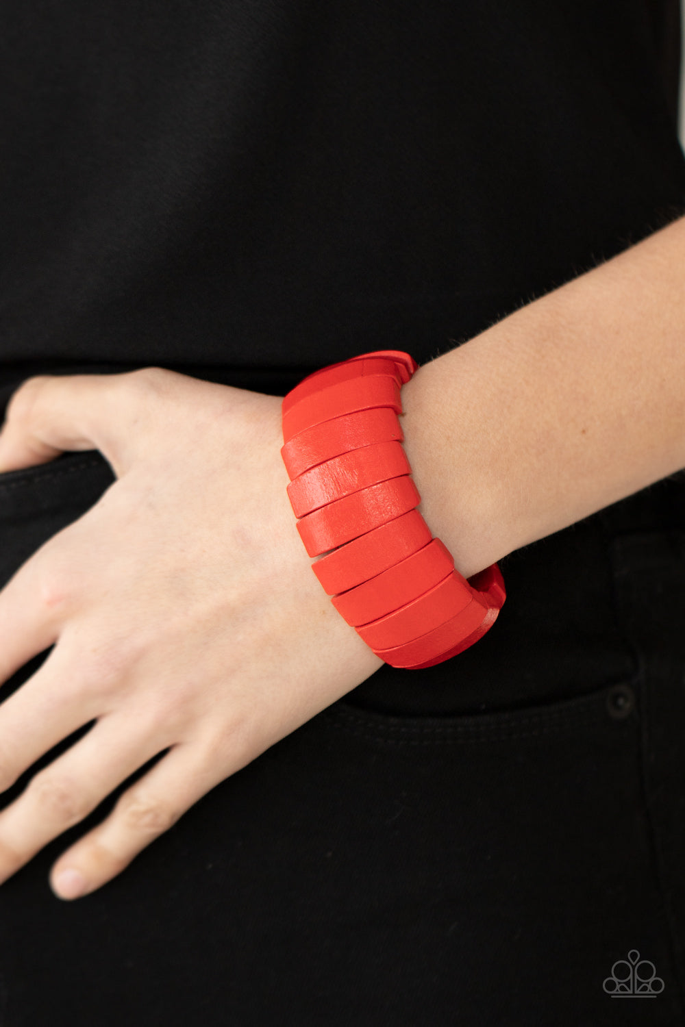 PRE-ORDER - Paparazzi Raise The BARBADOS - Red - Wooden Stretchy Bracelet - $5 Jewelry with Ashley Swint