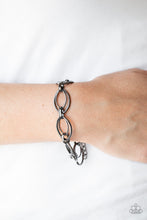 Load image into Gallery viewer, Paparazzi Simplistic Shimmer - Black - Smooth &amp; Hammered Gunmetal Links - Adjustable Bracelet - $5 Jewelry with Ashley Swint