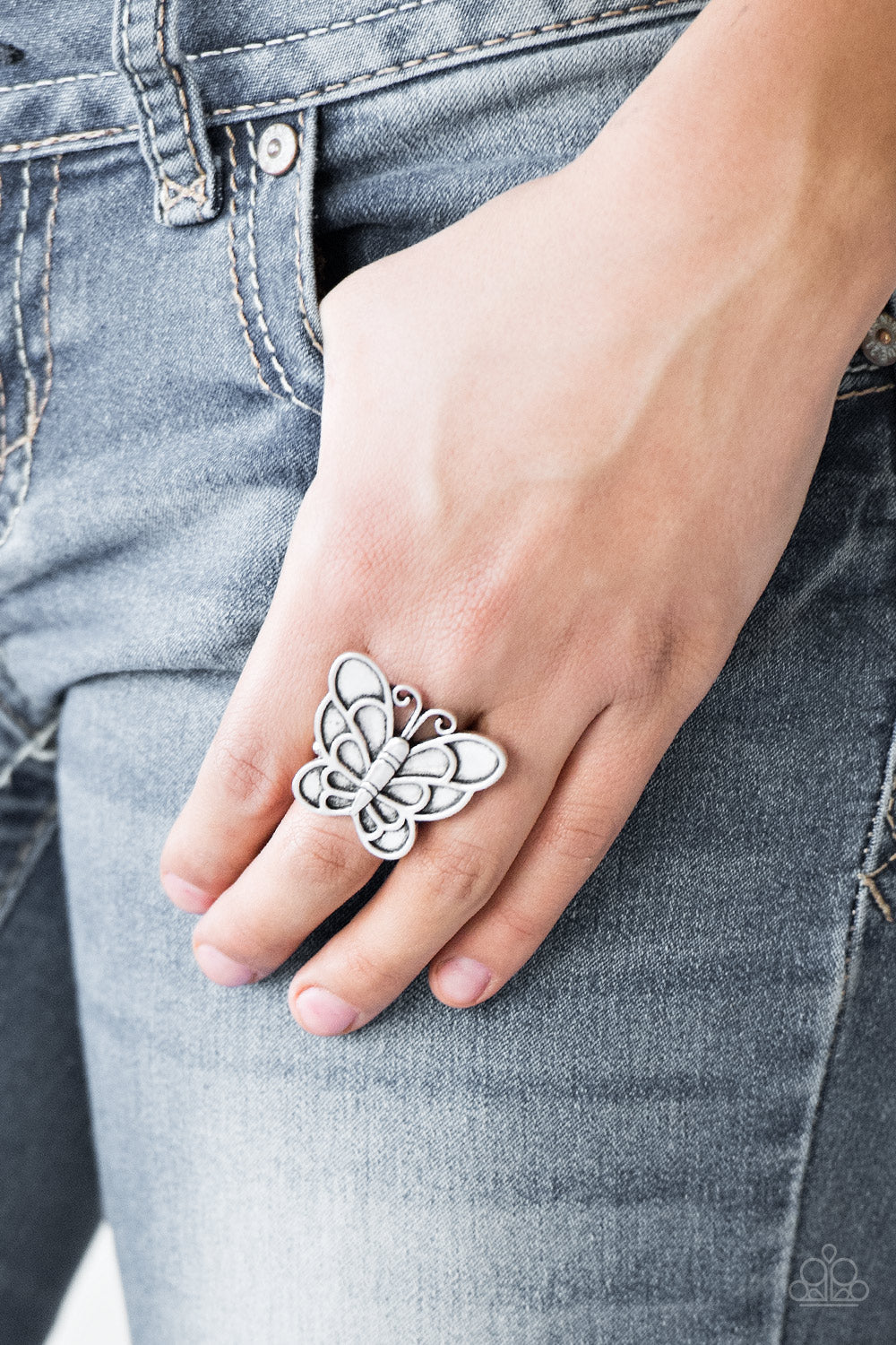 PRE-ORDER - Paparazzi Sky High Butterfly - Silver - Ring - $5 Jewelry with Ashley Swint