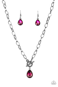 Paparazzi So Sorority - Pink - Teardrop Gem - Toggle Closure Necklace & Earrings - $5 Jewelry with Ashley Swint