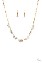 Load image into Gallery viewer, Paparazzi Social Luster - Gold - White Rhinestones - Necklace &amp; Earrings - $5 Jewelry with Ashley Swint