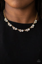 Load image into Gallery viewer, Paparazzi Social Luster - Gold - White Rhinestones - Necklace &amp; Earrings - $5 Jewelry with Ashley Swint