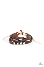 Load image into Gallery viewer, Paparazzi Solo Quest - Brown - Leather - White &amp; Silver Beaded Accents - Sliding Knot Bracelet - $5 Jewelry with Ashley Swint