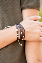 Load image into Gallery viewer, Paparazzi Solo Quest - Brown - Leather - White &amp; Silver Beaded Accents - Sliding Knot Bracelet - $5 Jewelry with Ashley Swint