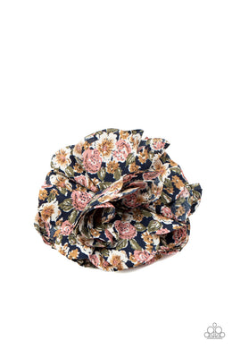 Paparazzi Springtime Sensation - Multi - Pink / Brown Plush Floral Pattern - Hair Clip - $5 Jewelry with Ashley Swint
