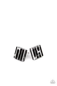 PRE-ORDER - Paparazzi Starlet Shimmer Post Earrings, 10 - Black & White Square Frames - $5 Jewelry with Ashley Swint
