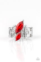 Load image into Gallery viewer, Paparazzi Stay Sassy - Red Marquise Cut Rhinestones - Silver Ring - $5 Jewelry With Ashley Swint