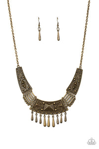 Paparazzi STEER It Up - Brass - Necklace & Earrings - $5 Jewelry with Ashley Swint
