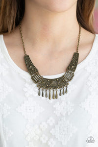 Paparazzi STEER It Up - Brass - Necklace & Earrings - $5 Jewelry with Ashley Swint