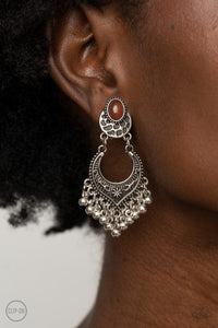 PRE-ORDER - Paparazzi Summery Gardens - Brown - Clip On Earrings - $5 Jewelry with Ashley Swint