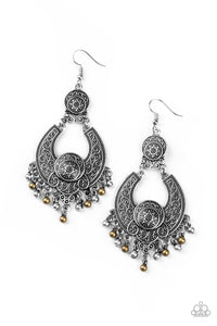Paparazzi Sunny Chimes - Multi - Silver & Brass Beads - Embossed Filigree - Earrings - $5 Jewelry with Ashley Swint