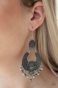 Paparazzi Sunny Chimes - Multi - Silver & Brass Beads - Embossed Filigree - Earrings - $5 Jewelry with Ashley Swint