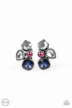 Load image into Gallery viewer, Paparazzi Super Superstar - Multi - Purple Pearl, Blue, Smoky and Hematite Rhinestones - Clip On Earrings - $5 Jewelry with Ashley Swint