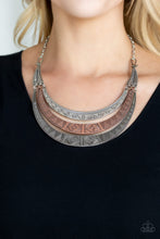 Load image into Gallery viewer, Paparazzi Take All You Can GATHERER - Multi - Silver and Copper Hal-Moon Plates - Necklace &amp; Earrings - $5 Jewelry With Ashley Swint