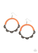 Load image into Gallery viewer, Paparazzi Tambourine Trend - Orange - Amberglow Suede Silver Hoop Earrings - $5 Jewelry with Ashley Swint