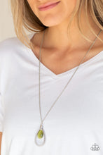 Load image into Gallery viewer, Paparazzi Teardrop Tranquility - Green Moonstone - Silver Chain Necklace and matching Earrings - $5 Jewelry With Ashley Swint