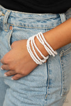 Load image into Gallery viewer, Paparazzi Thank Me LAYER - White - Silver Fittings - Layers of Sheen Beads - Stretchy Bracelet - $5 Jewelry with Ashley Swint