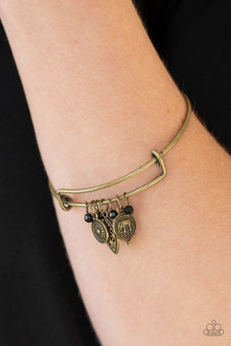 Paparazzi The Elephant In The Room - Brass - Black Beads Brass Charms - Bracelet - $5 Jewelry with Ashley Swint