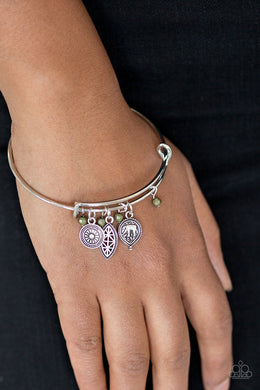 Paparazzi The Elephant In The Room - Green - Martini Olive Beads - Silver Charms - Bracelet - $5 Jewelry With Ashley Swint