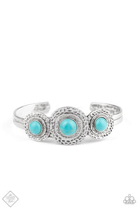 Paparazzi Tiger Retreat - Blue Turquoise Stone - Silver Cuff Bracelet - Fashion Fix / Trend Blend Exclusive January 2020 - $5 Jewelry with Ashley Swint