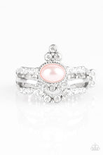Load image into Gallery viewer, Paparazzi Timeless Tiaras - Pink - White Rhinestones - Silver Crown Ring - $5 Jewelry with Ashley Swint