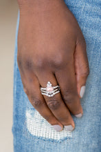 Load image into Gallery viewer, Paparazzi Timeless Tiaras - Pink - White Rhinestones - Silver Crown Ring - $5 Jewelry with Ashley Swint