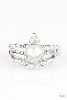 Paparazzi Timeless Tiaras - White - Rhinestone Ring - $5 Jewelry with Ashley Swint