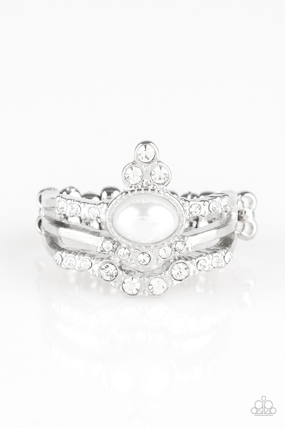 Paparazzi Timeless Tiaras - White - Rhinestone Ring - $5 Jewelry with Ashley Swint