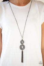 Load image into Gallery viewer, Paparazzi Timelessly Tasseled - Black Gunmetal - Necklace &amp; Earrings - $5 Jewelry with Ashley Swint