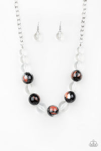 Paparazzi Torrid Tide - Orange - Black - Glassy Beads - Necklace & Earrings - $5 Jewelry with Ashley Swint