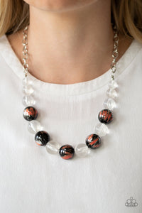 Paparazzi Torrid Tide - Orange - Black - Glassy Beads - Necklace & Earrings - $5 Jewelry with Ashley Swint