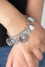 Load image into Gallery viewer, Paparazzi Trinket Tranquility - White - Rhinestones - Silver Charms - Adjustable Bracelet - $5 Jewelry with Ashley Swint