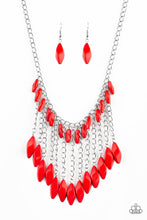 Load image into Gallery viewer, Paparazzi Venturous Vibes - Red - Faceted Beads - Shimmery Silver Chain Necklace &amp; Earrings - $5 Jewelry with Ashley Swint