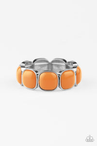 Paparazzi Vivacious Volume - Orange - Zesty Saffron Beads - Silver Stretchy Bracelet - $5 Jewelry with Ashley Swint