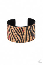 Load image into Gallery viewer, Paparazzi Zebra Zone - Red - &amp; Black Zebra Pattern - Cork Textures - Cuff Bracelet - $5 Jewelry with Ashley Swint