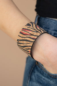 Paparazzi Zebra Zone - Red - & Black Zebra Pattern - Cork Textures - Cuff Bracelet - $5 Jewelry with Ashley Swint