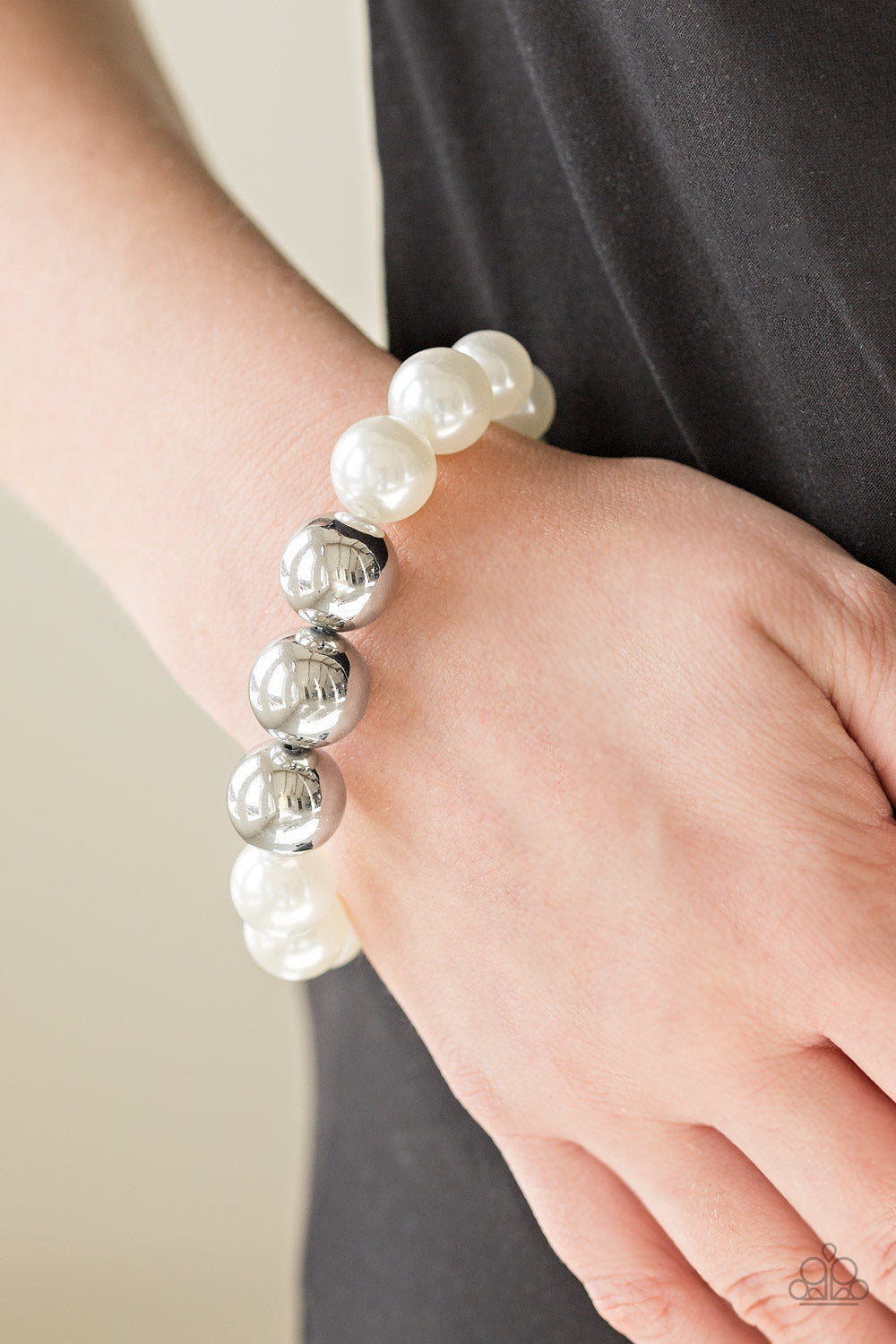 Paparazzi All Dress UPTOWN - White Pearls - Bracelet - $5 Jewelry With Ashley Swint