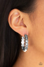 Load image into Gallery viewer, Paparazzi Anasazi Arrow - White Stone - Silver Hoop Earrings - $5 Jewelry With Ashley Swint