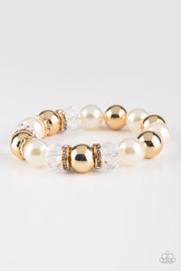 Paparazzi Camera Chic - White / Gold - Bracelet - $5 Jewelry With Ashley Swint