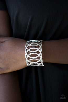 Paparazzi Circa de Contender - Silver - Diamond Cut - Cuff Bracelet - $5 Jewelry With Ashley Swint