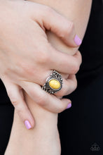 Load image into Gallery viewer, Paparazzi Coyote Canyon - Yellow - Stone - Ornate Silver Ring - $5 Jewelry With Ashley Swint