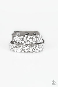 Paparazzi CRUSH To Conclusions - White Rhinestones - Double Wrap Bracelet - $5 Jewelry With Ashley Swint