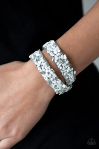 Paparazzi CRUSH To Conclusions - White Rhinestones - Double Wrap Bracelet - $5 Jewelry With Ashley Swint